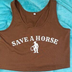 Brown Tank Top with White Print